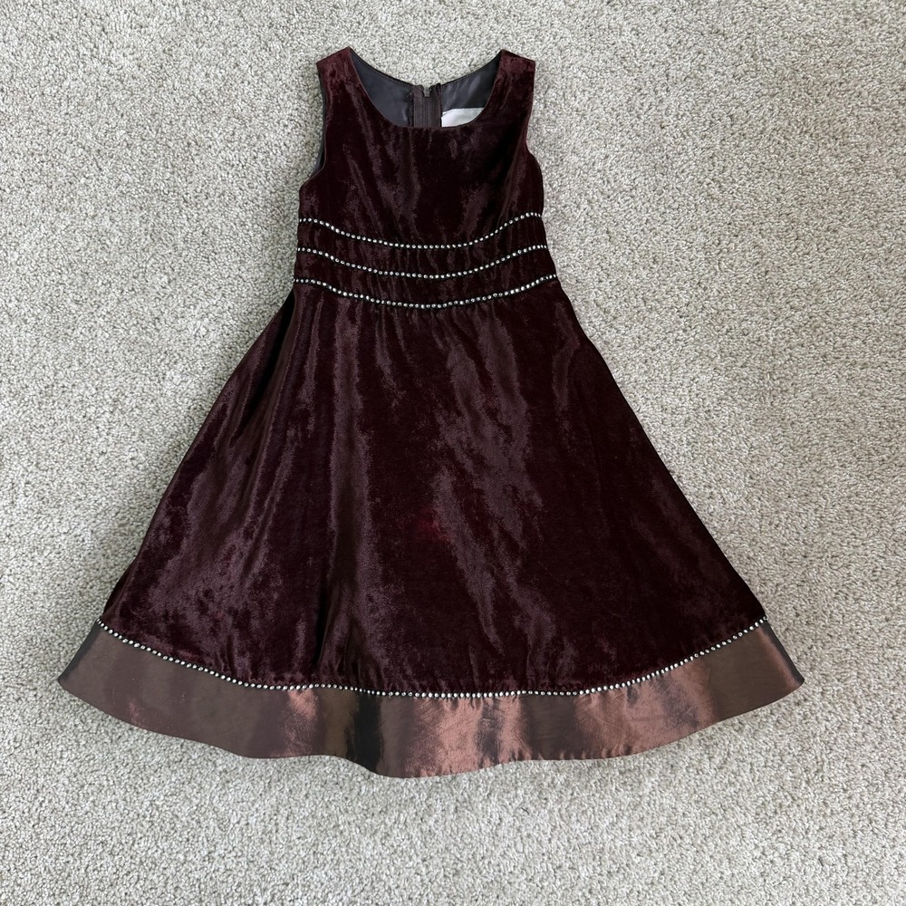 Vintage Dorissa Dress Girls 4 Red Velvet Rhinestone Belted Formal Holiday Party